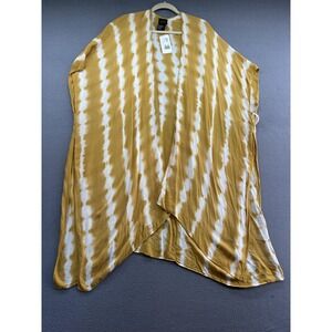 Press Kimono Womens One Size Yellow Lillian Tie Dye Open Front Lightweight Boho